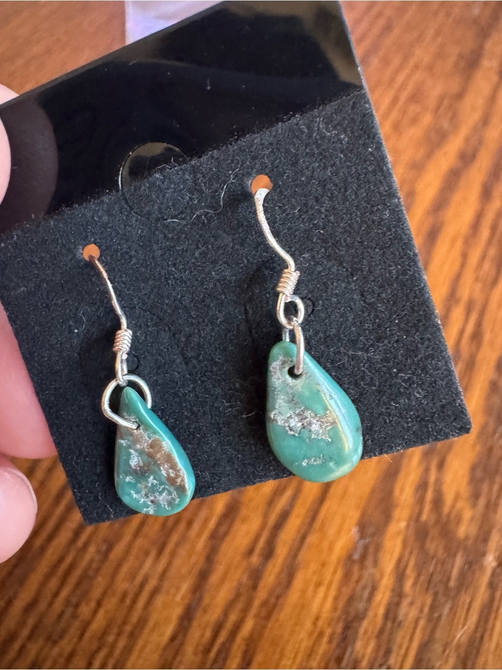 Natural turquoise silver earrings - Picture 3 of 3